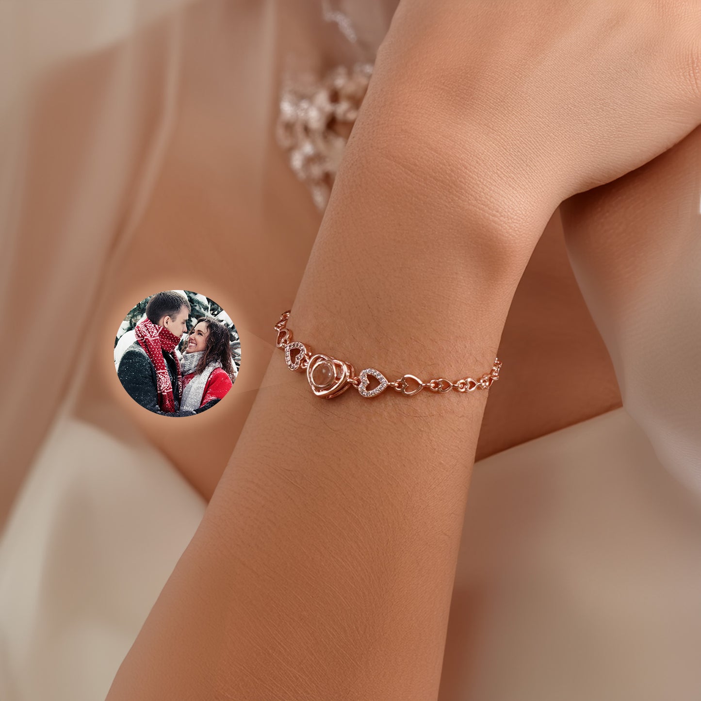 Photo Projection Bracelet Heart-Shaped