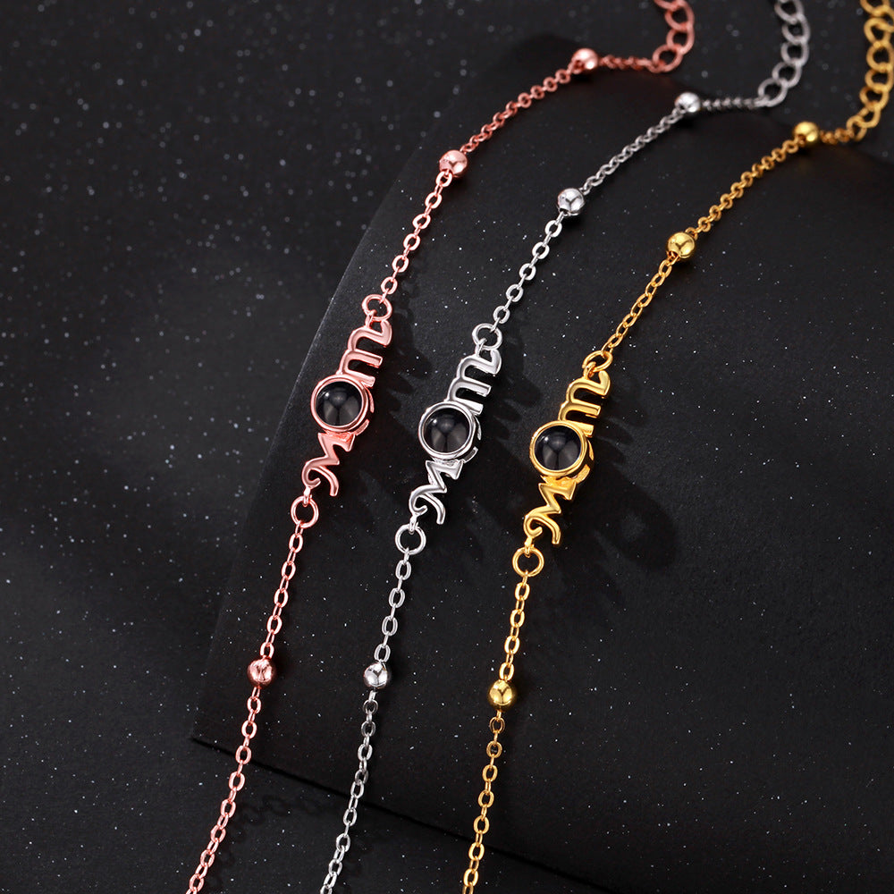 Bransoletka z Twoim Zdjęciem Napis Mom