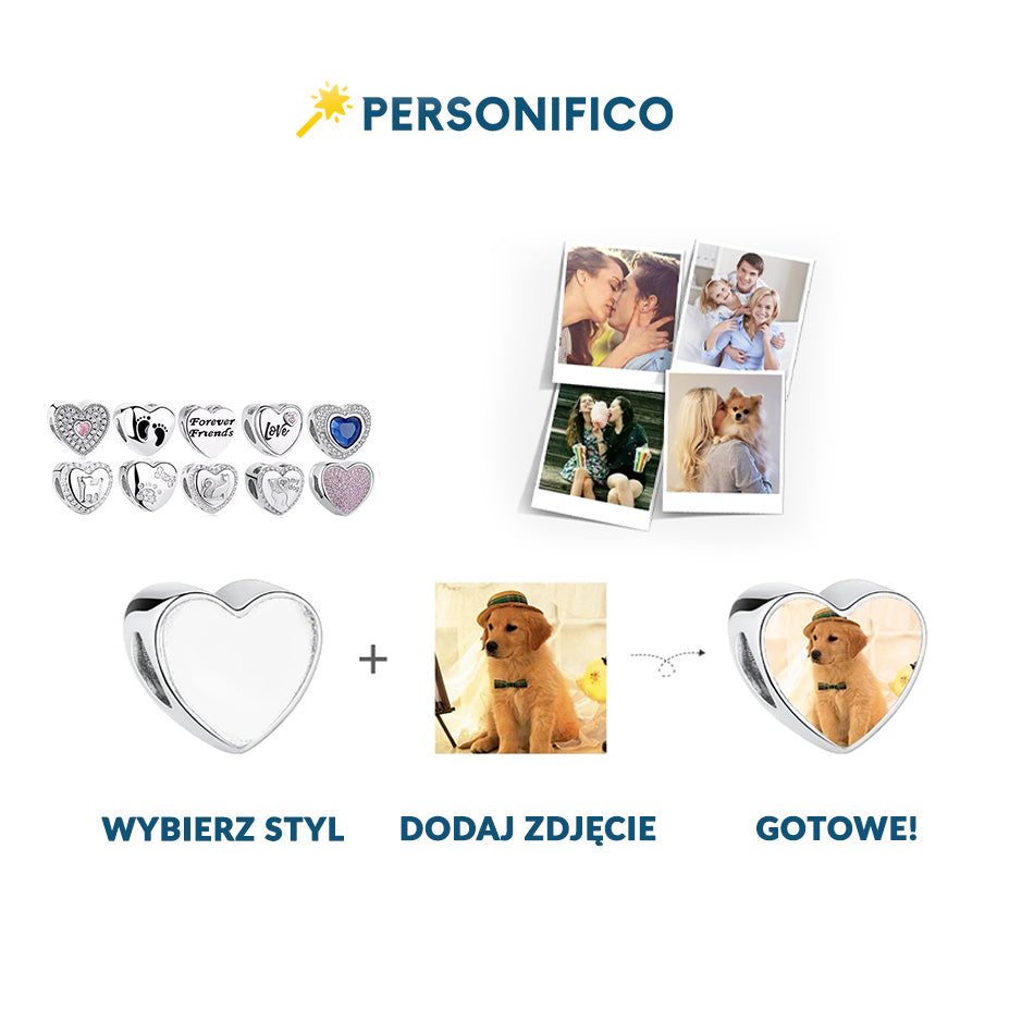 Spersonalizowany Charms Ze Zdjęciem (Serce)