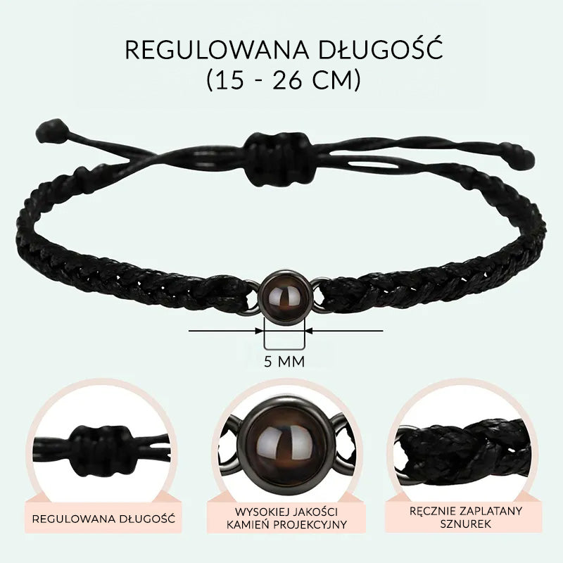 Bransoletka ze Zdjęciem w Środku Na Sznurku