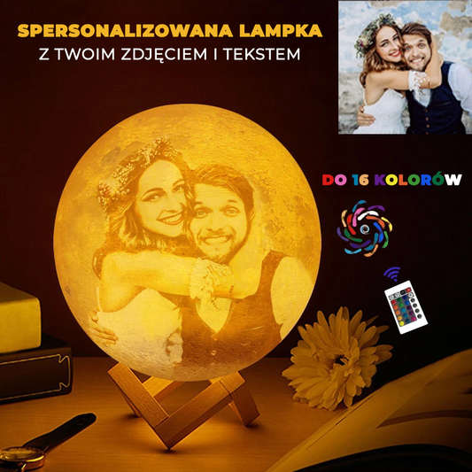 Lampka Nocna 3D z Zdjęciem i Tekstem (Kula)